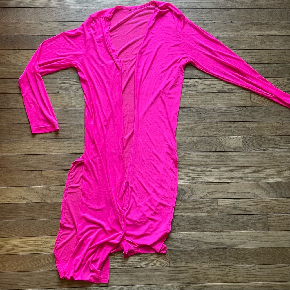 Hot pink Mesh cardigan 
Size M- tag missing